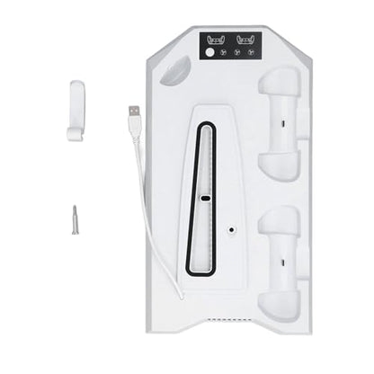 Cooling Stand with Dual Controller Charger, Quiet Adjustable Fan Vertical Station for Slim Disc Digital Edition, 3 USB Hub Console Stand for 5 Accessories (White)