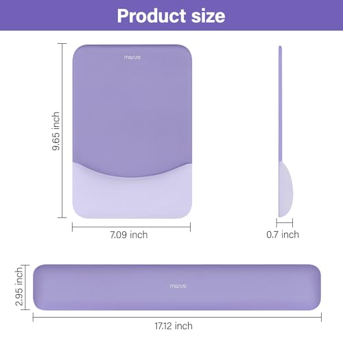 MOSISO Wrist Rest Support Mouse Pad & Keyboard Set, Purple | Rectangular Ergonomic Mousepad, Non-Slip Base, Home/Office Pain Relief & Easy Typing, Neoprene Cloth & Raised Silicone Lining - color: Purple