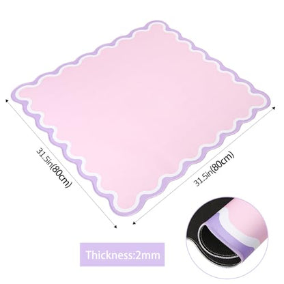 TIASUSAN Pink Mahjong Mat (31.5” x 31.5”) with Black Carrying Bag, Anti-Slip, Noise-Reducing Table Cover for Mahjong, Poker, Board Games, Dominoes, and Card Games - color: Pink