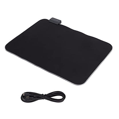 RGB Gaming Mouse Pad, Large LED Mouse Mat with Glossy Cover, Non Slip Rubber Base for Computer Accessories, 35 x 25cm Size with Multiple Lighting Modes