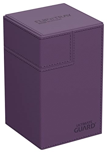 Ultimate Guard Flip'n'Tray 100+, Deck Case for 100 Double-Sleeved TCG Cards + Dice Tray, Purple, Independent Magnetic Closure & Microfiber Inner Lining - color: Purple, size: 100+