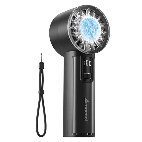 AMACOOL Handheld Fan with Ice Cooler, Mini Portable Fan Rechargeable, 18Hrs Cooling, 0-100 Adjustable Speed, Small Yet Powerful, Personal Hand Fans for Travel, Beach, Outdoor, Makeup, Gifts for Women - color: Black, style: With Ice Cooler
