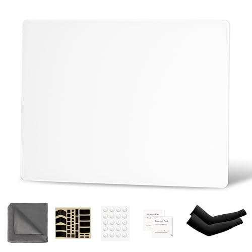 Glass Gaming Mouse Pad, Hard Mousepad for Gaming, 13.7” x 9.8” Ultra-Smooth Micro-Etched Surface Mousepad, Improved Precision & Speed, Anti-Slip Base, White - color: White, size: 13.7L x 9.8W inches