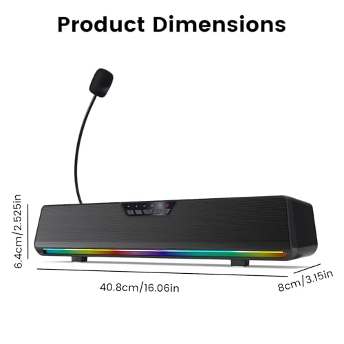 Computer Sound Bar Speaker Sound Bar for Smart TV-5.1, Bluetooth Speaker USB Plug & Play RGB Sound Bar Speaker Gaming Speakersr Desktop Speaker,PCspeaker,Laptopspeaker,Tablet Speaker