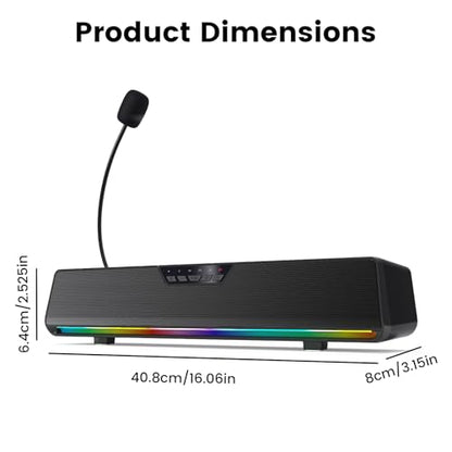 Computer Sound Bar Speaker Sound Bar for Smart TV-5.1, Bluetooth Speaker USB Plug & Play RGB Sound Bar Speaker Gaming Speakersr Desktop Speaker,PCspeaker,Laptopspeaker,Tablet Speaker