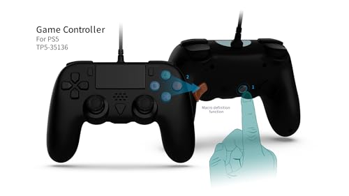 GAMFAMI Wired Controller Compatible with PS5/PS5 Pro/PS5 Slim/PC - Wired Controller with Built-in Advanced Back Buttons Programming/Turbo,with Thumbsticks | 2 High-Rise, 2 Mid-Rise (Black) - color: Black