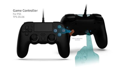 GAMFAMI Wired Controller Compatible with PS5/PS5 Pro/PS5 Slim/PC - Wired Controller with Built-in Advanced Back Buttons Programming/Turbo,with Thumbsticks | 2 High-Rise, 2 Mid-Rise (Black) - color: Black