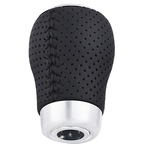 5 Speed Manual Gear Shifter Stick Handle Black Stitched Leather Shift Lever Knob Replacement Fit Most Trucks Cars - color: black with black stitching
