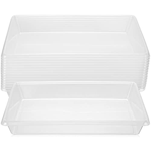 Maitys 15 Pcs Activity Plastic Art Trays 14.57 x 10.63 x 1.77 Inch Large Crafts Organizer Serving Storage Tray for Kids School Classroom DIY Project Painting Home Organizing Supply(Clear) - color: Clear