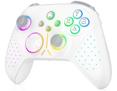 Dinosoo RGB Wireless Controller for Xbox Series X/S/Xbox One Android PC, Bluetooth Hall Effect Joysticks Dual Vibration Turbo Function 3.5mm Headphone Jack Macro Function
