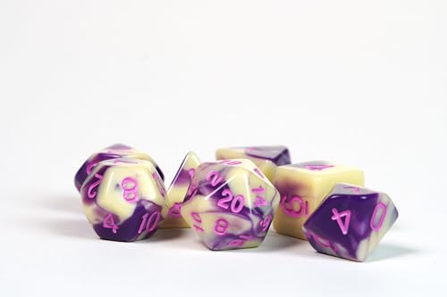 1985 Games BlackBerry Kawaii Cat Dice Set – Milk Carton-Inspired Dice for DND | TTRPGs & Tabletop Roleplaying - color: Blackberry