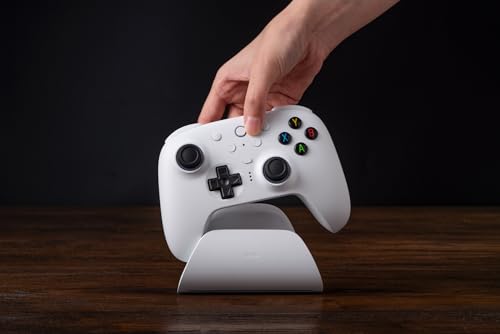 8Bitdo Ultimate 2 Wireless Controller for PC, Apple, Steam & Android, White | TMR Joysticks, Hall/Tactile Triggers, 8Speed 2.4G, 1000Hz Polling Rate, Motion Control, RGB Fire Ring, Charging Dock - color: White