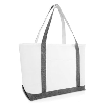 DALIX Daily Shoulder Tote Bag Premium Cotton in Gray - color: Gray