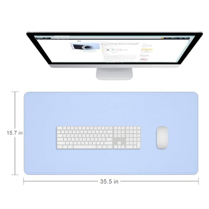 Dapesuom Large Gaming Mouse Pad, Extended Mouse Mat with Stitched Edges, Full Size Keyboard Pad with Non-Slip Base, Big XXL Computer Desk Mats for Gamer, Laptop, Office, 35.5 x 15.7 in, Sky Blue - color: Sky Blue, size: 35.5L x 15.7W inches