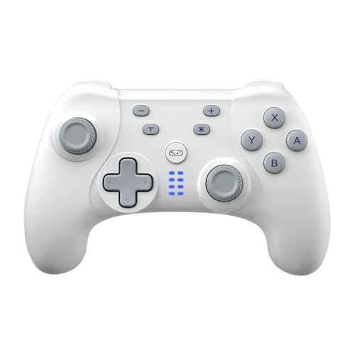 Saitake Wireless Switch Controller for Nintendo Switch/Switch 2/Lite/OLED/PC,Gamepad Supports Dual Vibration/6-Axis Gyroscope/Programmable/Turbo,Ergonomically Designed Precise Joystick (White) - color: White