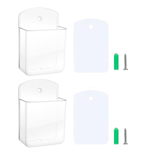 2 PCS Remote Control Holders Wall Mount, Self Adhesive TV Air Conditioner Remote Control Holder, Wall Mount Storage Box Organizer Wall Pen Holder Storage for Home Office School (Clear) - color: Transparent