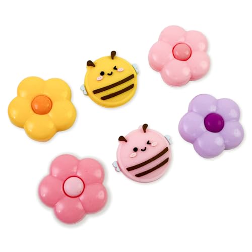 Switch Joycon Thumb Grips Caps, 4 PCS Cute Kawaii 3D Silicone Analog Thumbstick Button Cover Compatible with Nintendo Switch Lite/OLED Joystick Caps (Multicolor Bee&Flower) - color: Multicolor Bee&Flower