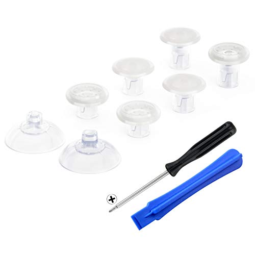 eXtremeRate ThumbsGear Interchangeable Ergonomic Thumbstick for PS5 Controller, for PS4 All Model Controller - 3 Height Domed and Concave Grips Adjustable Joystick - Transparent - color: Transparent