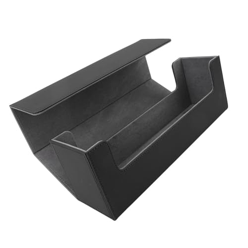 Ymiko Large Capacity Card Storage Box with Magnetic Closure PU Leather Deck Box for 400+ Trading Cards Compact - color: Black