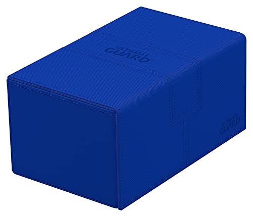 Ultimate Guard Twin Flip'n'Tray 160+, Deck Case for 160 Double-Sleeved TCG Cards + Dice Tray, Blue, Independent Magnetic Closure & Microfiber Inner Lining - color: Blue, size: 160+