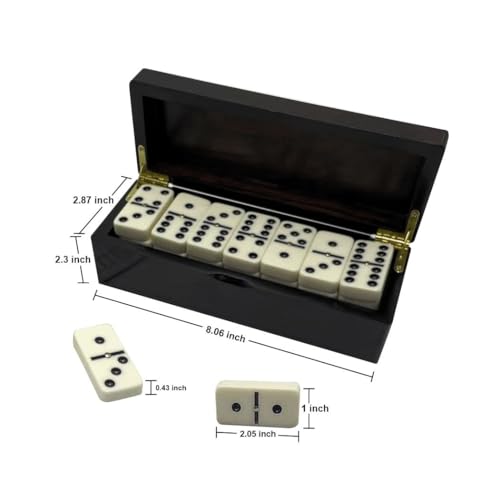 PRK 14 Double Six Dominoes Gift Set – 28 Tiles with Spinners in Premium Wooden Storage Box – Classic Domino Set for Adults with Score Pad – Family Night & Collector Edition