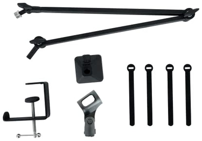 Rockville R-BOOM 34 Black 34" Easy-Adjust Boom Arm Studio Podcast Mic Stand | Desk Clamp, Steel Construction, No Exposed Springs, 360-Degree Rotation, Broadcast/Streaming, Includes Mic Clip and Adapter