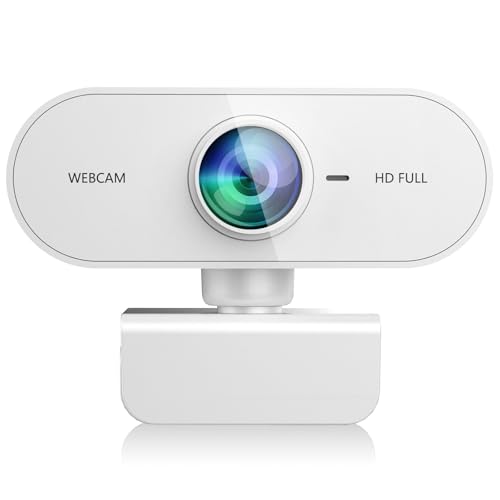 Webcam for pc with Microphone,Full HD 1080P White Streaming Web Cam for Mac Laptop, Mini USB C External Clip Computer Camera for Desktop,Cheap Facecam for Video Conference,Gaming Skype Meeting - color: White, style: 1080p