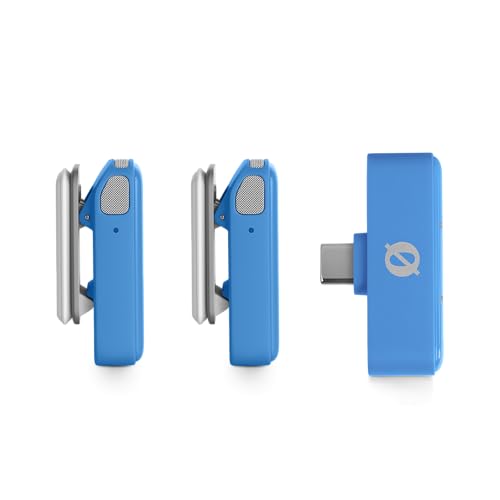 RØDE Wireless Micro - Compact Wireless Microphone, Two Mics with Charge Case for Smartphone Content Creation - USB-C, Blue | Two Ultra-Compact Clip-on Transmitters, USB-C Receiver, Charging Case, Magnetic Mounts and Furry Windscreens - color: USB-C Blue