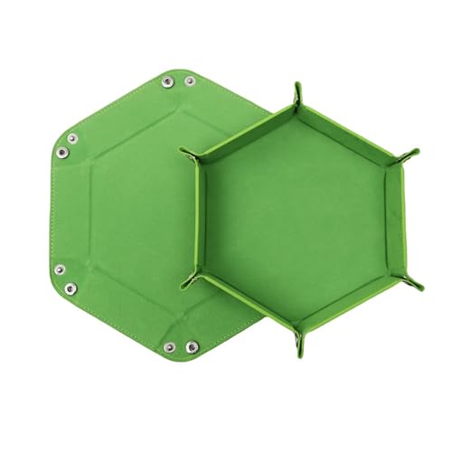 2 PCS Folding Dice Rolling Tray, Portable Hexagon Tray Dice Holder, Velvet Holder Storage Box for UNO Casino Games Dungeons and Dragons RPG Dice Gaming and Other Table Games (Green) - color: Green
