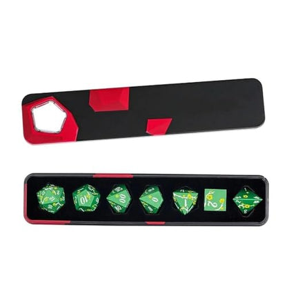UDIXI DND Metal Dice Set Green, Flower Solid Metal RPG Dice Set for D&D | Yellow Flower, Metal Case Packaging, Heavy Metal Dice, D&D Gift, for Dungeons and Dragons Role Playing Games Tabletop Games - color: Green-white