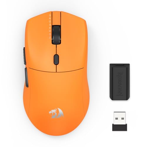 Redragon M919 Pro Wireless Esports Gaming Mouse, 54g Lightweight, Orange | 8000 Hz Polling Rate, 45K DPI, 6 Programmable Buttons, 85 Hr Battery, BT5.1/2.4GHz/USB-C Wired Gamer Mouse for PC/Mac/Win