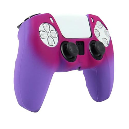 RALAN Purple Red Controller Skin Silicone for PS5, Non-Slip Grip Cover Protector Compatible with PlayStation 5 Controllers with 2 Thumb Grip Caps - color: Purple Red
