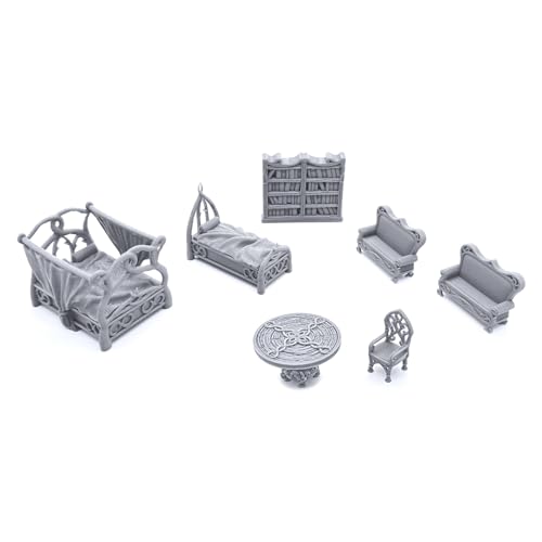 Elegant Furniture by Printable Scenery, 3D Printed Tabletop RPG Scenery and Wargame Terrain 28mm Miniatures