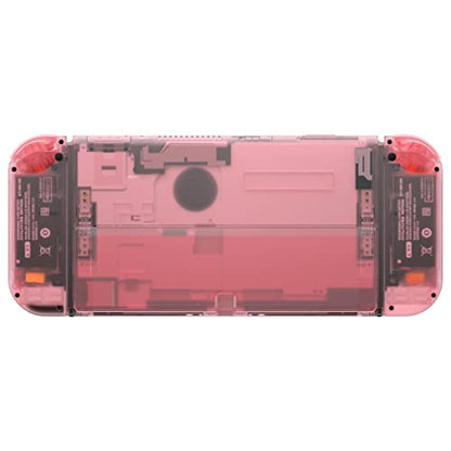 eXtremeRate DIY Full Set Shell for Nintendo Switch OLED, Replacement Console Back Plate & Kickstand, Custom NS Controller Housing with Full Set Buttons for Nintendo Switch OLED - Clear Cherry Pink - color: Clear Cherry Pink