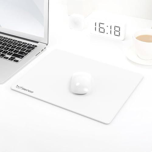 White Plastic Resin Hard Mouse Pad Premium Esports Waterproof Ultra Smooth No Irritating Smell Environment Fast and Accurate Control for Office and Gaming Laptop(11.81x9.45in)
