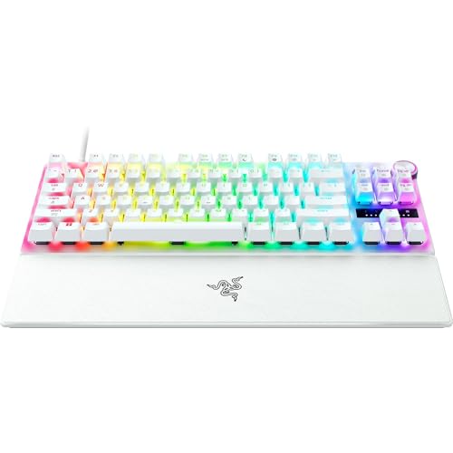 Razer Huntsman V3 Pro TKL 8KHz Esports Gaming Keyboard: Analog Optical Switches Gen 2-8000 Hz Polling Snap Tap - Rapid Trigger - Adjustable Actuation - Media Controls - PBT Keycaps - White - color: White, size: TKL, style: 8000 Hz Polling