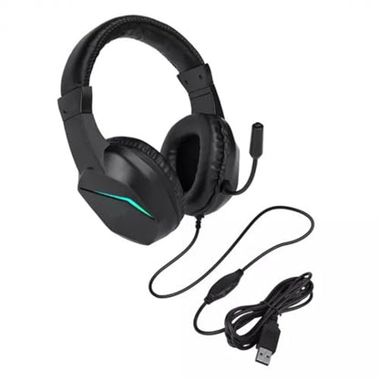 Professional USB Wired Gaming Headset, Noise Cancelling Over Ear Headphones with 40mm Driver for PC Laptop Gaming, Comfortable Memory Foam Ear Pads, Adjustable LED Light Mic (OY733USB)
