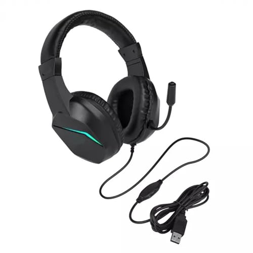 Professional USB Wired Gaming Headset, Noise Cancelling Over Ear Headphones with 40mm Driver for PC Laptop Gaming, Comfortable Memory Foam Ear Pads, Adjustable LED Light Mic (OY733USB)