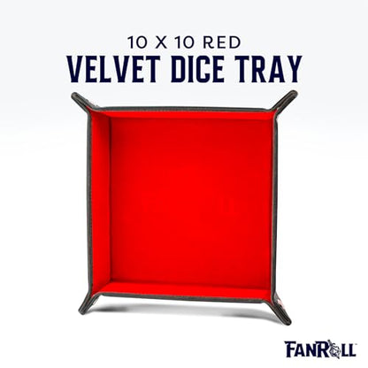FanRoll Fold Up Velvet Dice Tray w/PU Leather Backing: Red, Role Playing Game Dice Accessories for Dungeons and Dragons - color: Red