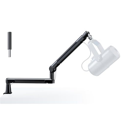 TODI Mic Stand Desk, Low/High Profile Mic Arm Bear 4.5LBS with Extension Riser, Adjustable All Metal Desk Microphone Stand with Cable Channel, Boom Arm Mic Stand with 3/8'' 5/8'' Interface - color: Metal Black