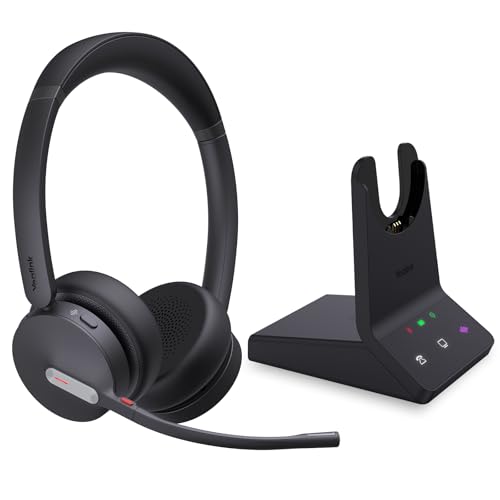 Yealink WH64 Dual UC DECT Bluetooth Wireless Headset for Phone PC Cellphone | Zoom Certified Stereo Headphones, 606ft Long Range, 3X Noise Canceling Mic, 32H Talk Time, Mute Botton for Office Call Center - style: WH64 Dual-ear UC