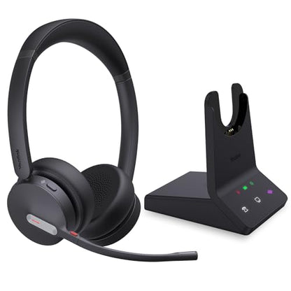 Yealink WH64 Dual UC DECT Bluetooth Wireless Headset for Phone PC Cellphone | Zoom Certified Stereo Headphones, 606ft Long Range, 3X Noise Canceling Mic, 32H Talk Time, Mute Botton for Office Call Center - style: WH64 Dual-ear UC