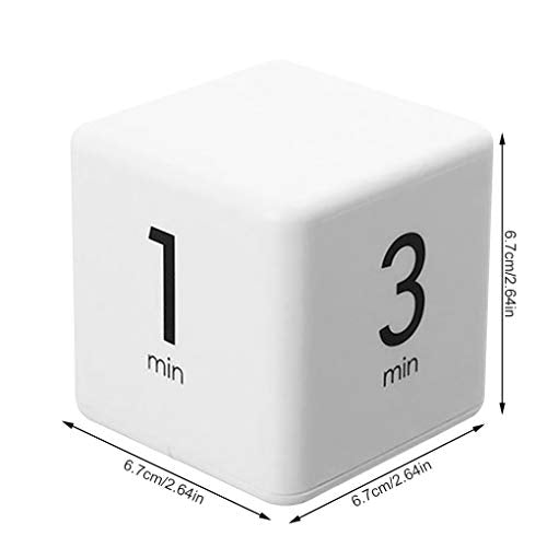 JOYIT Cube Timer 1 3 5 10 Minutes - Flip Countdown Visual Timer for Time Management, Kitchen, Workout, Study, Classroom, Office, Games - color: White 1-3-5-10