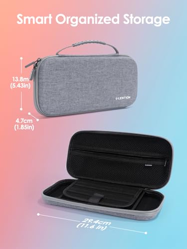 LENTION Carrying Case for Nintendo Switch 2(2025) with Handle, Protective Switch 2 Hard Shell Case with 10 Game Card Slots, Slim Compact & Lightweight Travel Bags for Console & Accessories (Gray) - color: Gray