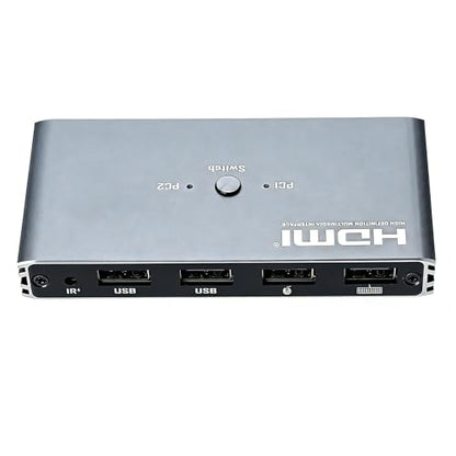 HDMI KVM Switch 4K@60Hz USB 2.0 KVM Switcher with IR Remote Control 2 HDMI Ports 4 USB 2.0 Ports 2-in-1 PC Switcher for Home Office Gaming