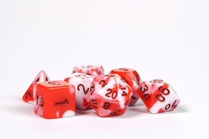 1985 Games Strawberry Kawaii Cat Dice Set – Milk Carton-Inspired Dice for DND | TTRPGs & Tabletop Roleplaying - color: Strawberry