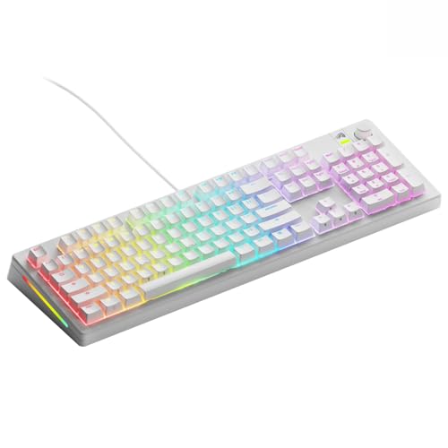 Glorious Gaming - GMMK 3 Custom Mechanical Gaming Keyboard with Knob, 100% Keyboard Full Size, Modular Gasket System, Doubleshot PBT Keycaps, Aluminum Switch Plate, Hotswappable Switches, ANSI (White)