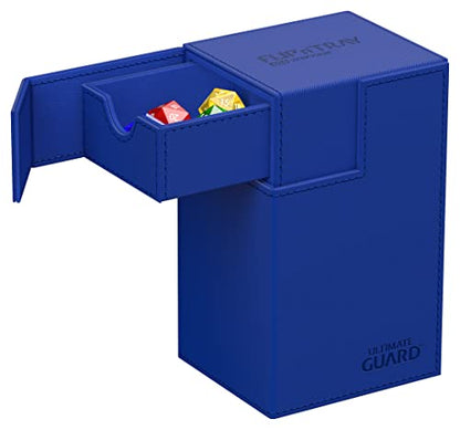 Ultimate Guard Flip'n'Tray 80+, Deck Case for 80 Double-Sleeved TCG Cards + Dice Tray, Blue, Independent Magnetic Closure & Microfiber Inner Lining - color: Blue, size: 80+