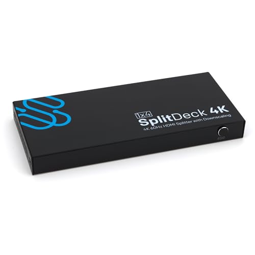 Sewell SplitDeck 4K, 4K 60Hz HDMI Splitter with Downscaling to 1080p. Automatic, Downscaling, and EDID Modes. (1x4) - size: 1x4