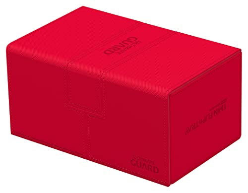 Ultimate Guard Twin Flip'n'Tray 160+, Deck Case for 160 Double-Sleeved TCG Cards + Dice Tray, Red, Independent Magnetic Closure & Microfiber Inner Lining - color: Red, size: 160+